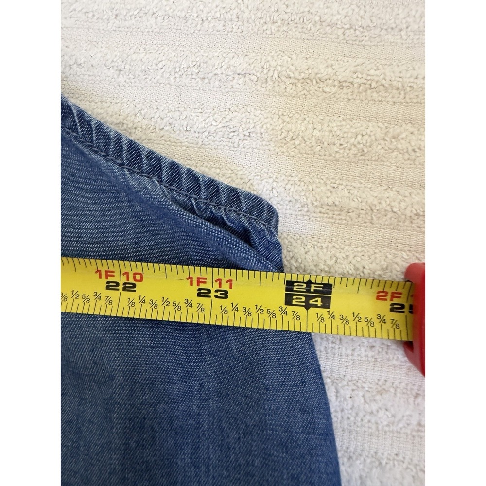 Terra & Sky Chambray Top 1X Lyocell Button Front Sleeveless Blue Casual Everyday - Picture 11 of 13